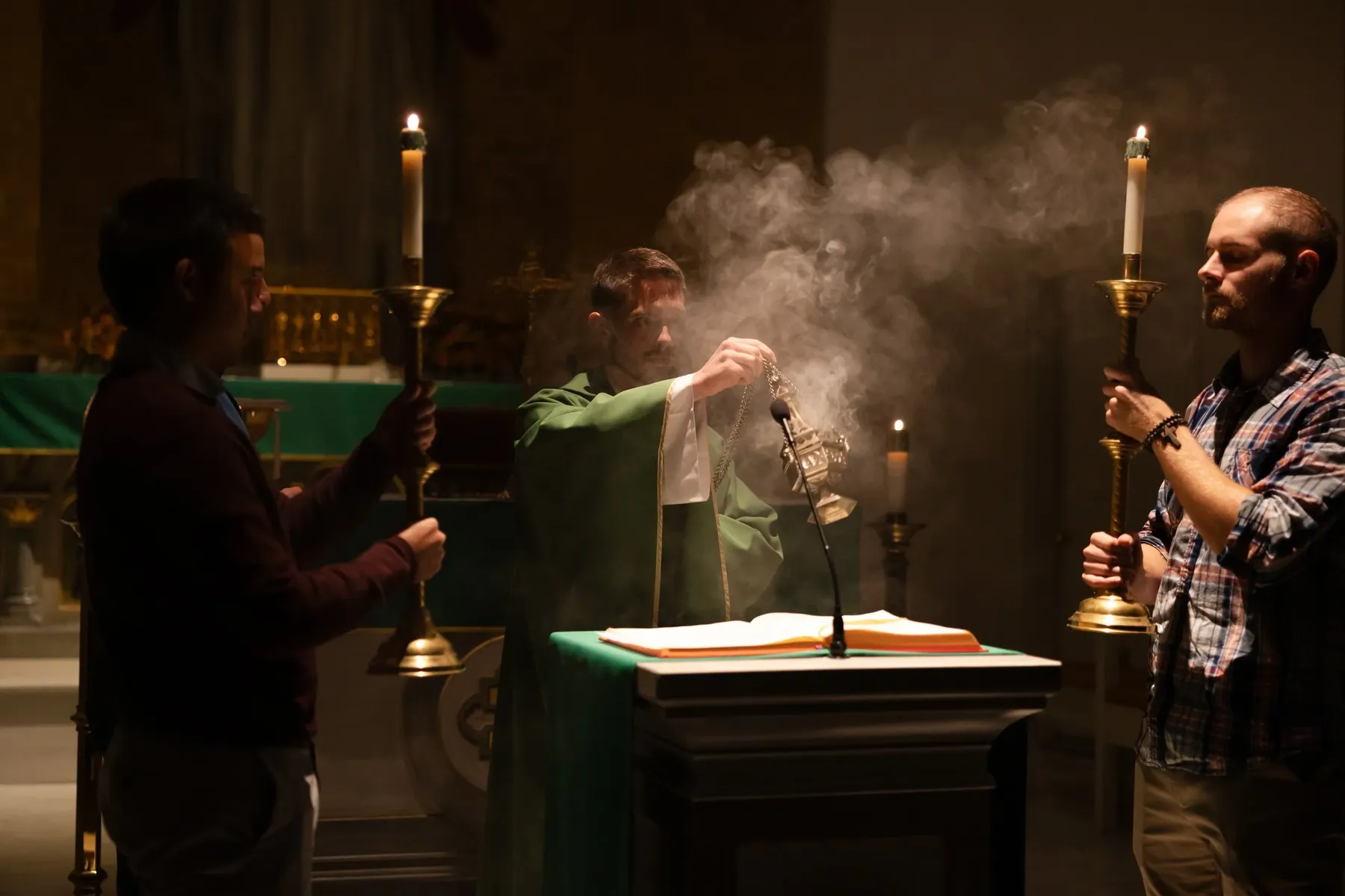 Incense rising during Mass at St. Michael’s